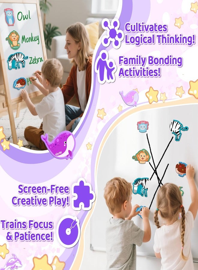 Flamax 2 Piece Puzzles for Toddlers 1-3 - 17 Self - Correcting Animal Magnetic Matching Puzzle for Toddler 1-3 for Fridge & Whiteboard, Heads and Tails Toddler Puzzle, 2 Piece Puzzles for Toddlers 1-3 - Image 3